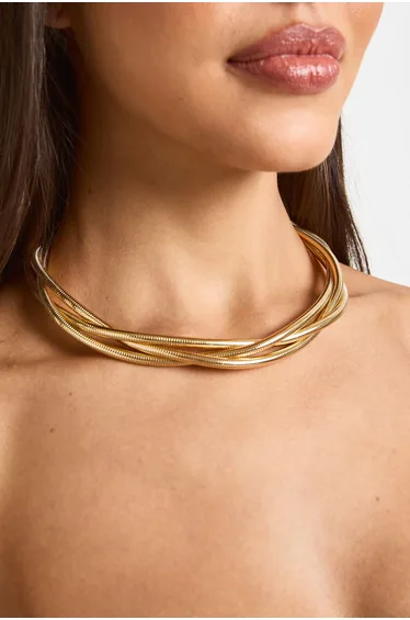 Snake Rope Twisted Necklace - gold