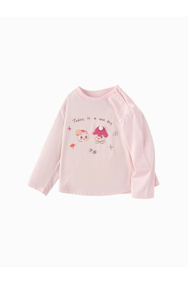 Girls' Long Sleeve Top With Printed Motif