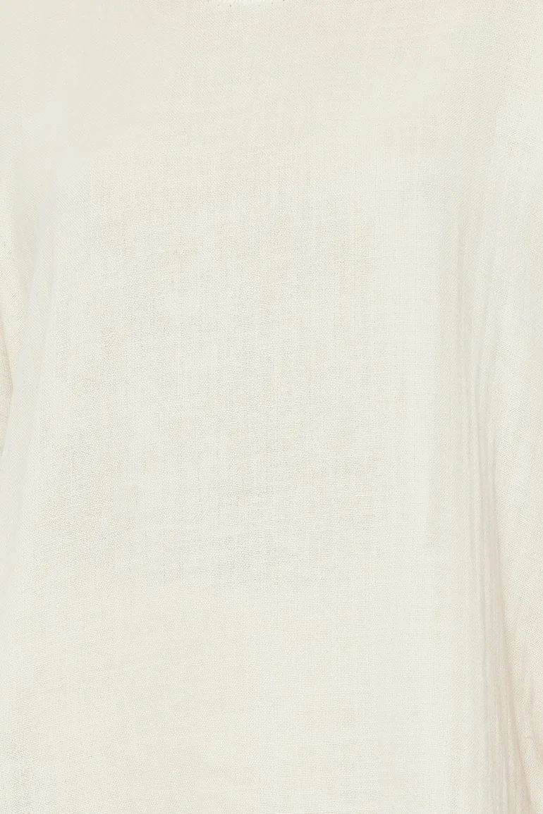 Ecru Wide Fit Mini Woven Embroidery Muslin Beach Dress - 6