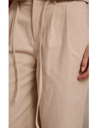 Sand Cord Tailored Tie Detail Wide Leg Trousers - 3
