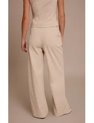 Sand Cord Tailored Tie Detail Wide Leg Trousers - 2
