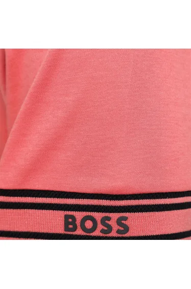 Men's Boss Zone Stripe Cuff Polo Shirt in Pink