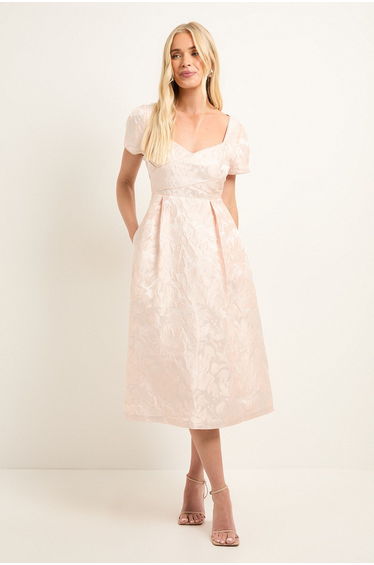 Petite Jacquard Seam Detail Midi Dress