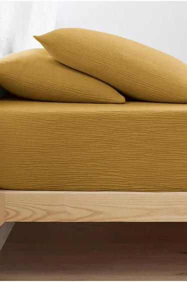 شرشف سرير قطن موسلين سادة بحواف مطاطية