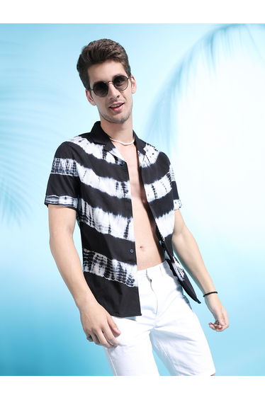 Men Tie-Dye Resort Collar Shirt