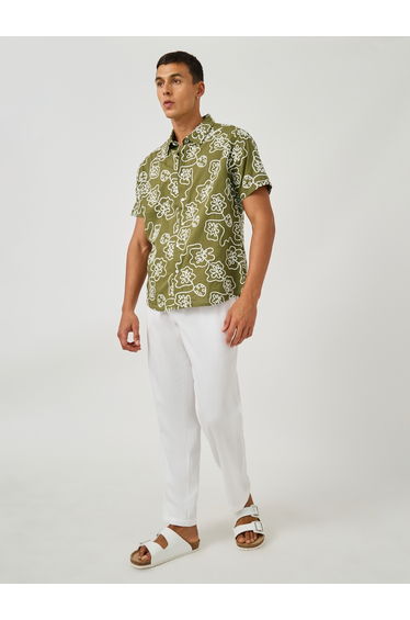 Embroidered Regular Fit Spread Collar Shirt