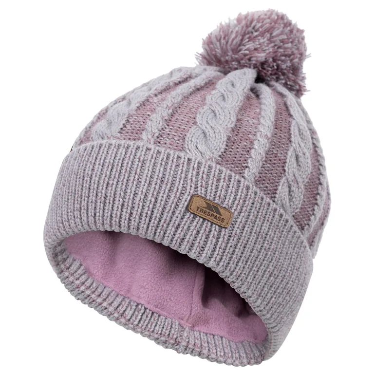 Trespass Womens/Ladies Elle Leather Badge Beanie - Rose Tone