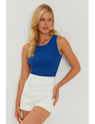 توب قطن أزرق سادة - 1