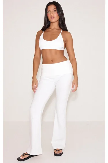 Cream Soft Touch Fold Over Waist Flare