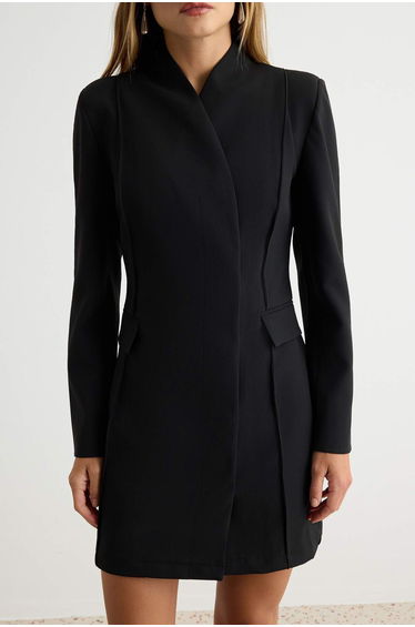 Black Short / Mini Woven Jacket Dress product thumbnail 3