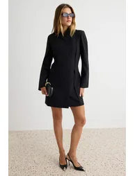 Black Short / Mini Woven Jacket Dress