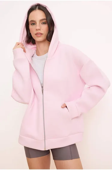 Wardrobe Essentials –Pink Oversized Hooded Knitted |