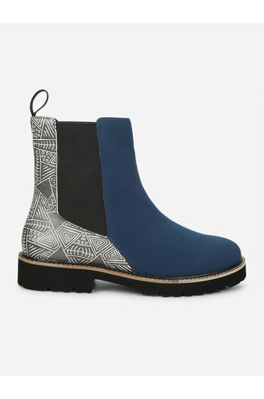 Blue Comfortable Lightweight Printed Boots