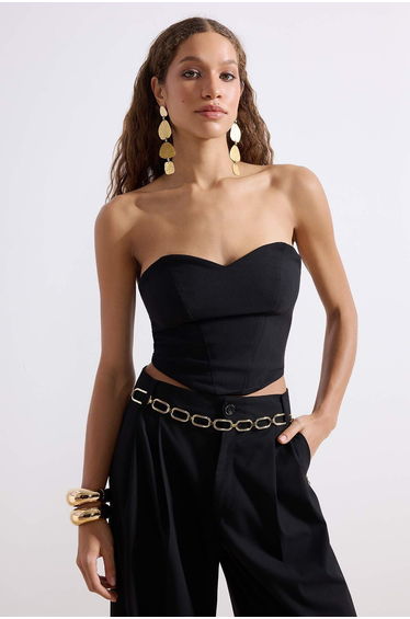 Black Aller Parted Finike Bustier Suitable for Different Uses