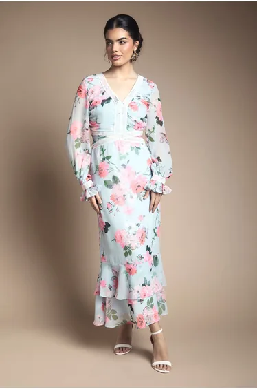 فستان ميدي بطبقات متدرجة