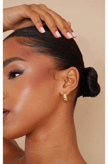 Real Gold Plated Drop Huggie Hoop Earrings