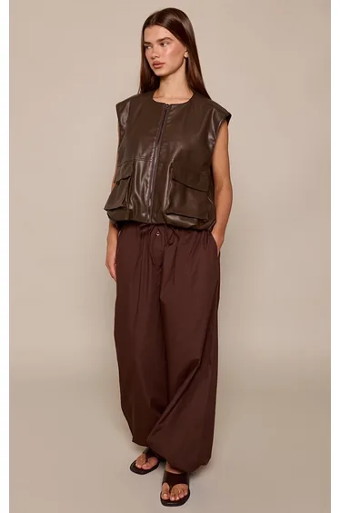 Chocolate Cotton Boxer Detail Balloon Trousers