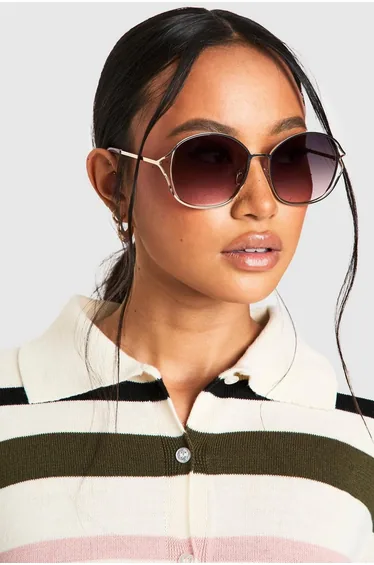 Silver Frame Oversized Sunglasses - silver