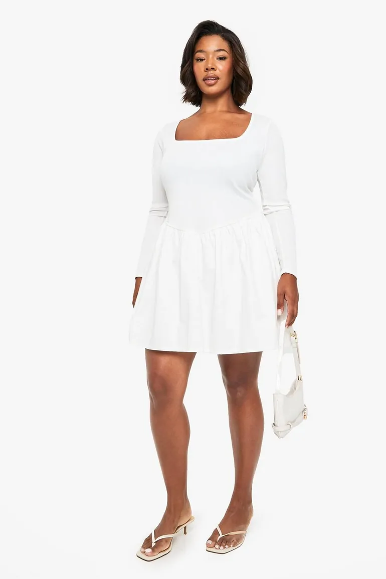 plus size white skater dress NWT Torrid Plus Size 3 3X 22/24 FLUTTER SKATER DRESS - GAUZE & LACE WHITE