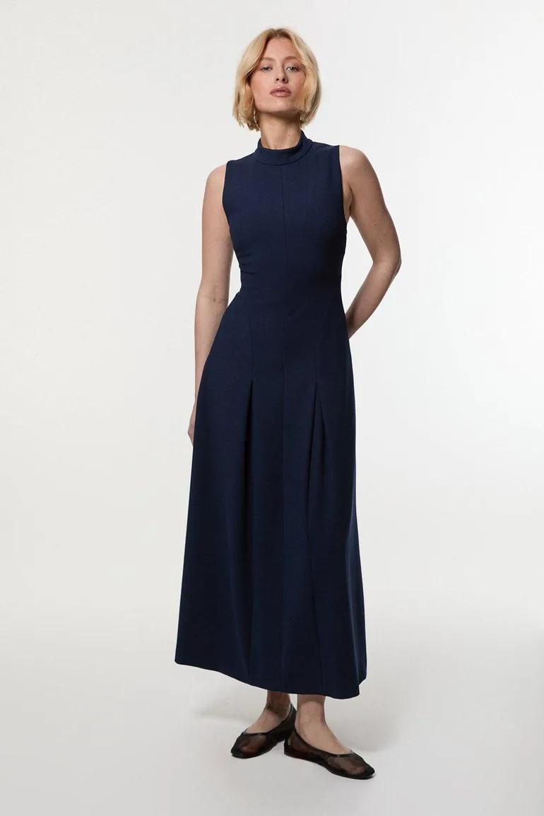 Compact Stretch High Neck Open Back Tailored Maxi Dress Karen Millen :  Premium Dresses : VogaCloset Bahrain