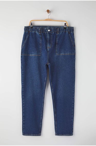 Blue High Waist Plus Size Mom Fit Jeans
