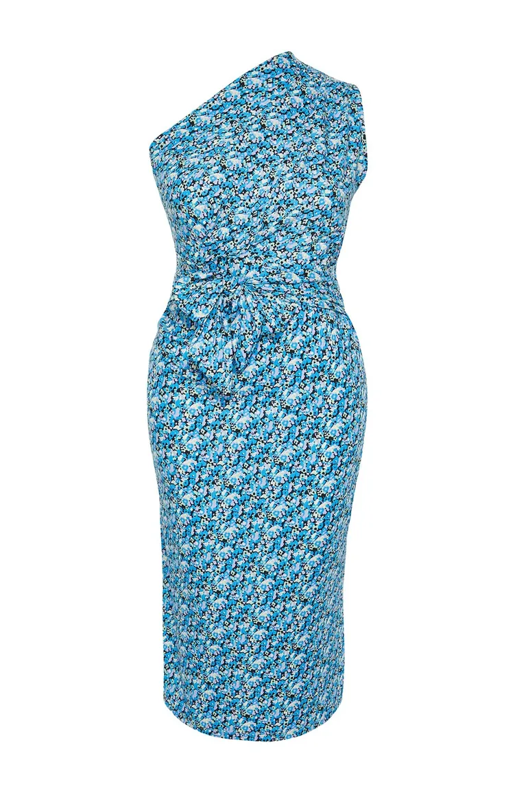Trendyol Curve Plus One Shoulder Column Midi Dress - 6