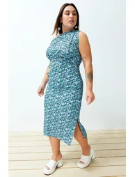Trendyol Curve Plus One Shoulder Column Midi Dress - 1