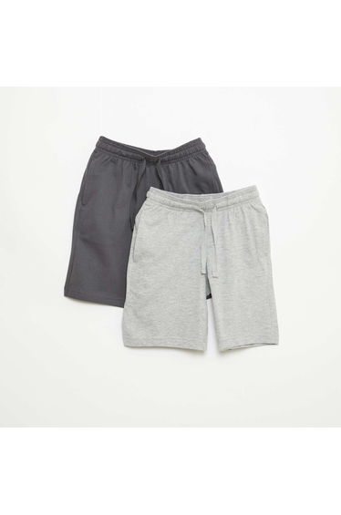 2-Pack of Solid Color Cotton Jersey Shorts GREY