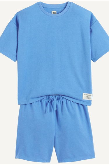 Cotton Textured Knit Short Pyjamas