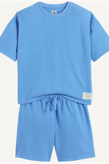 Cotton Textured Knit Short Pyjamas