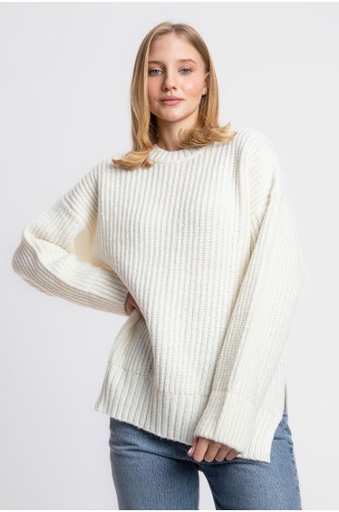 Solid Round Neck Casual Sweater