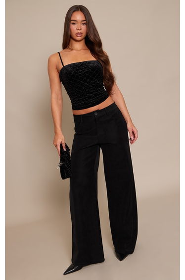 Black Velvet Embellished Strappy Top