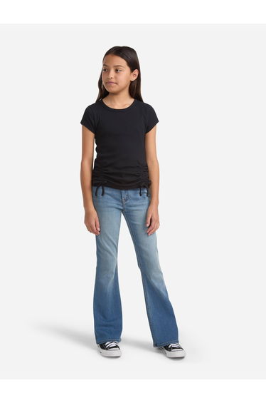 Abercrombie & Fitch Girls Ruched Side Bow T-Shirt in Black