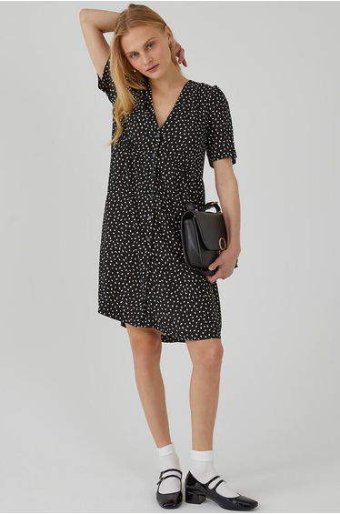 Polka Dot Dress with Button Fastening