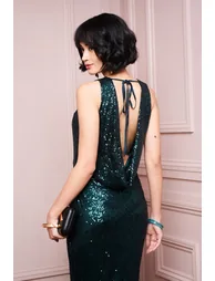 TFNC Tresha Green Sequin Maxi Dress - 3