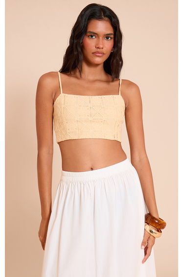 Butter Yellow Crochet Textured Bralet