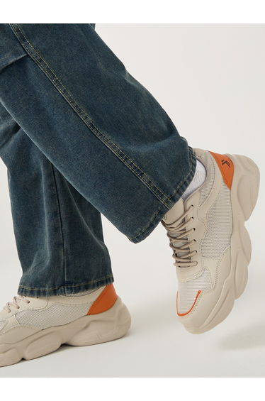 Contrast Panel Chunky Sole Lace Up Sneakers