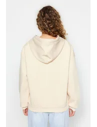 Stones Oversize/Comfortable fit Basic Hood with Zippered Fleece Inside Knitted Sweatshirt . - 6
