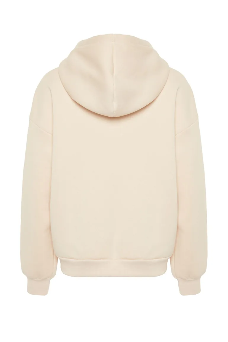 Stones Oversize/Comfortable fit Basic Hood with Zippered Fleece Inside Knitted Sweatshirt . - 2