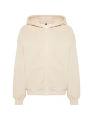 Stones Oversize/Comfortable fit Basic Hood with Zippered Fleece Inside Knitted Sweatshirt . - 5