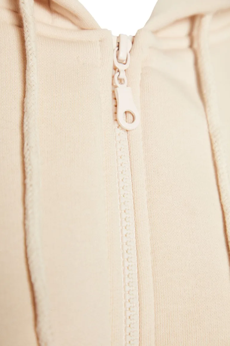 Stones Oversize/Comfortable fit Basic Hood with Zippered Fleece Inside Knitted Sweatshirt . - 1