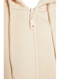 Stones Oversize/Comfortable fit Basic Hood with Zippered Fleece Inside Knitted Sweatshirt . - 1