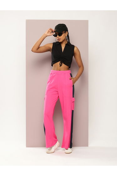 Women Pink Wide Leg Soft Drapey Cotton Pant