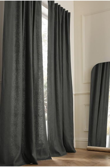 Private Curtain in Lined Washed Linen with Concealed Tabs