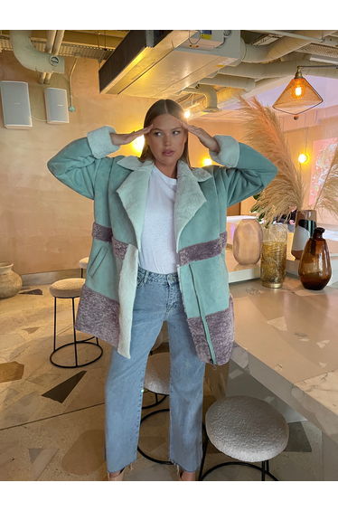 Glamorous Curve Seafoam Green Mauve Coat