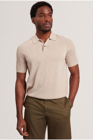 Otiso Ribbed Raglan Polo Taupe