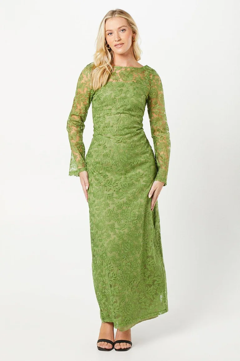 coast green lace dress Coast Lace V Neck Midi Dress, Green