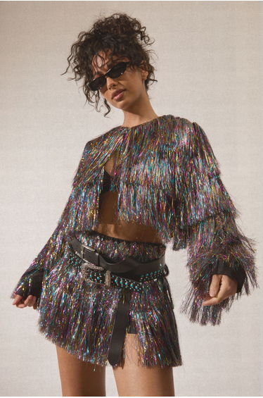 Tinsel Tiered Cropped Jacket