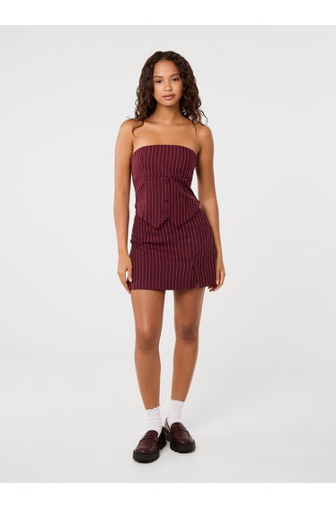 Bustier Pinstripe Button Top
