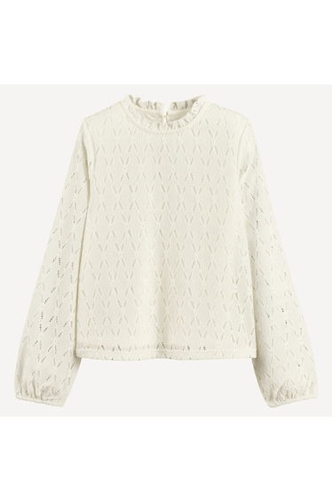 Openwork T-Shirt with Long Sleeves